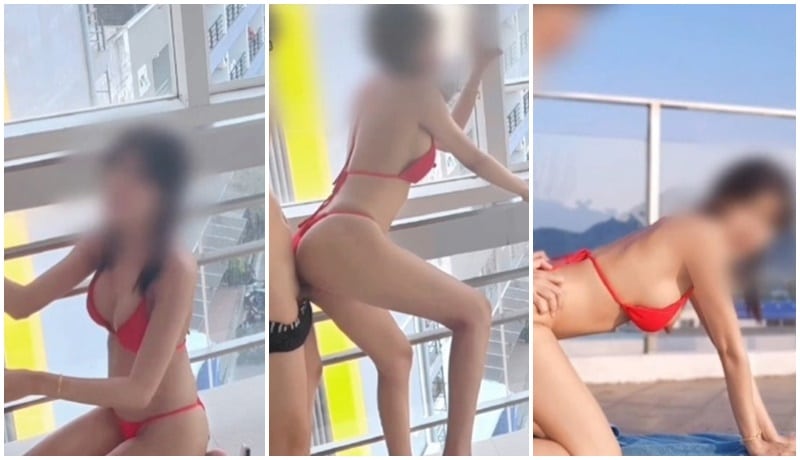 คลิปหลุด onlyfans เย็ดสด นัดเย็ดกับเมียเพื่อน ตรงบันไดหนีไฟของโรงแรม มีคนเดินมาวิ่งขึ้นดาดฟ้าแทบไม่ทัน โอลี่แฟน Thai xxx 18+